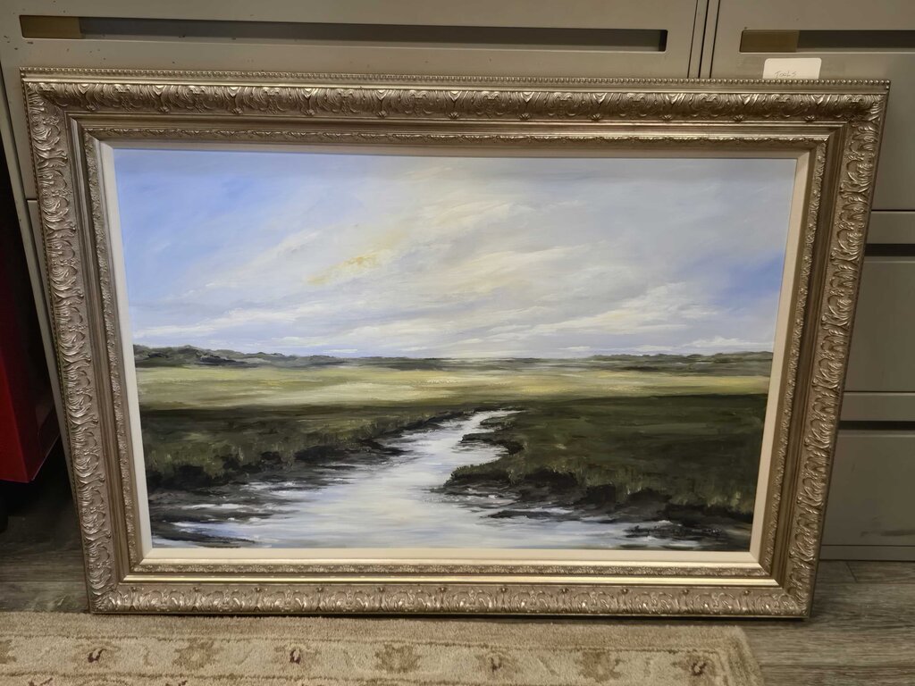 Tracy Hanna Foye (American Contemporary) Marshland Under Soft Skies Oil Painting