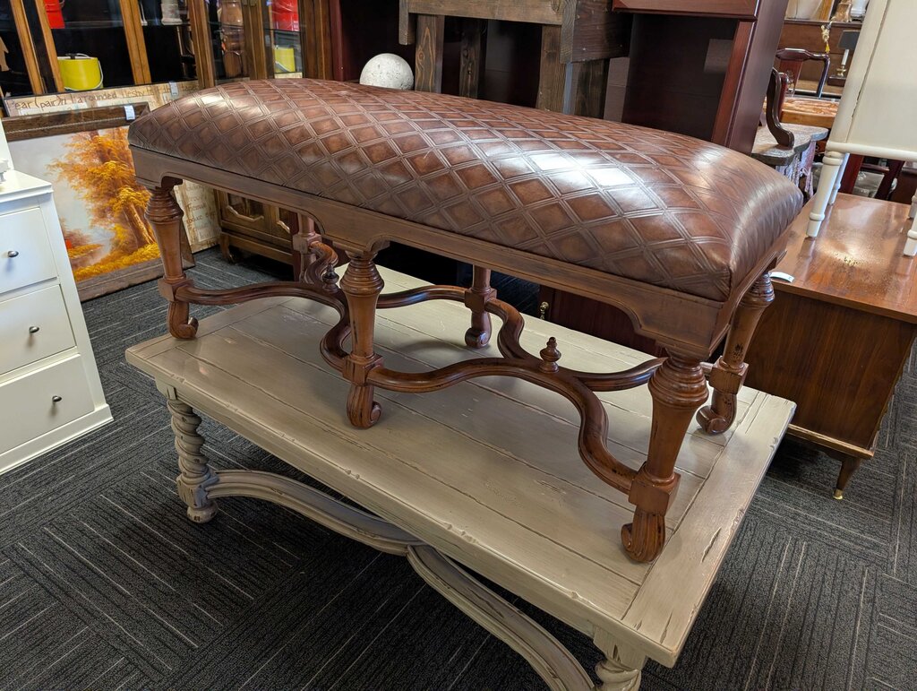Emerson Bentley Leather Baroque Style Bench