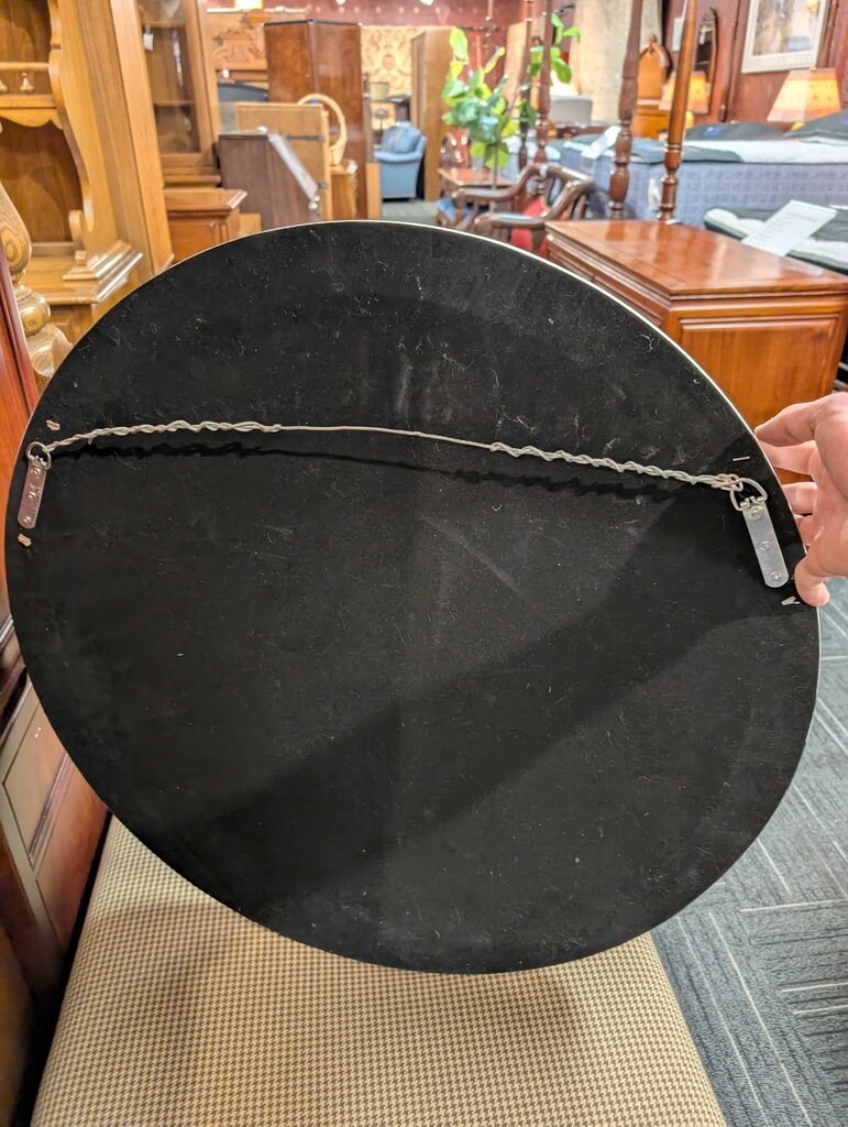 Round Distressed Windowpane Mirror