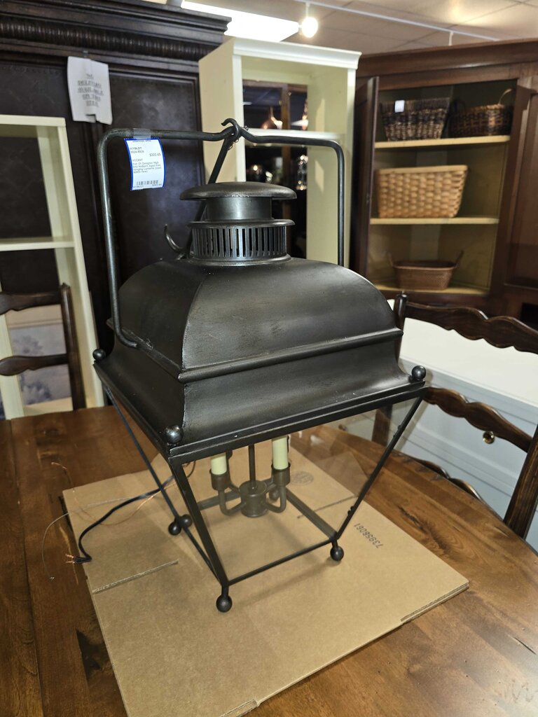 Pair Of Designer High End Holborn Aged Iron Hanging Lanterns (cost $2600 new)
