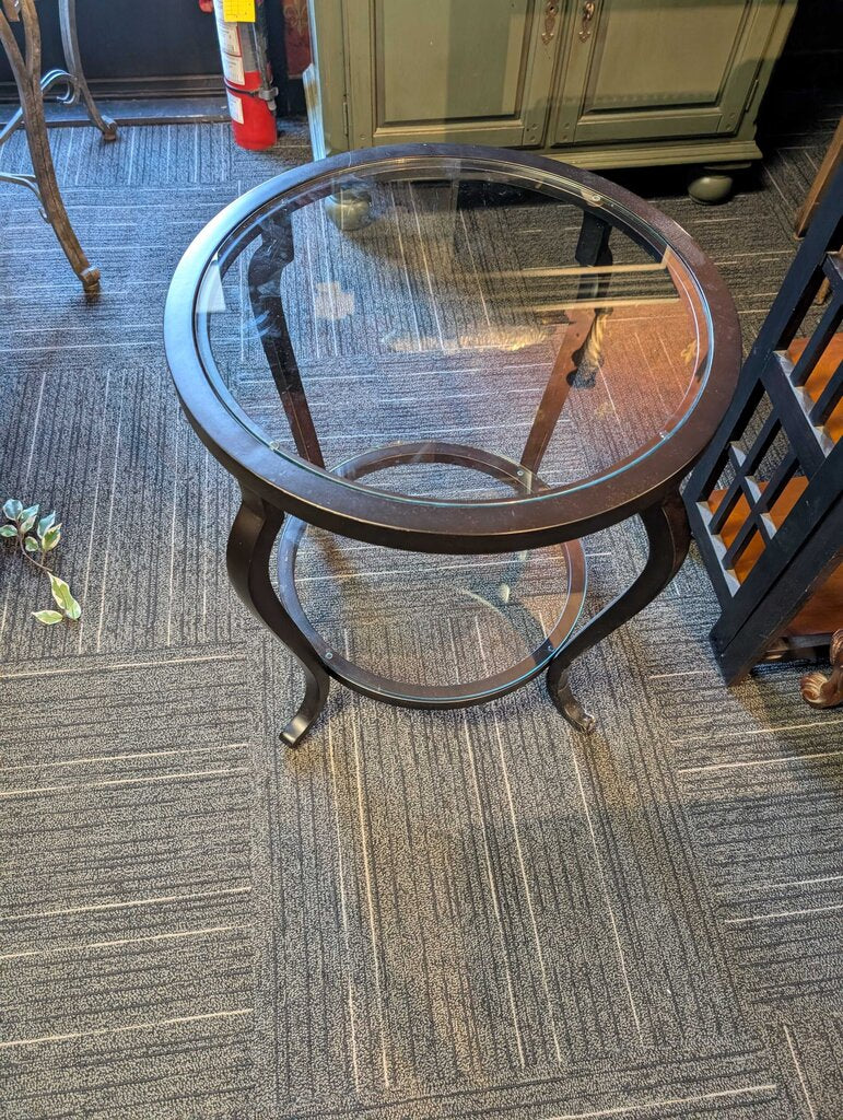 Contempoary Black Metal & Glass Side Table