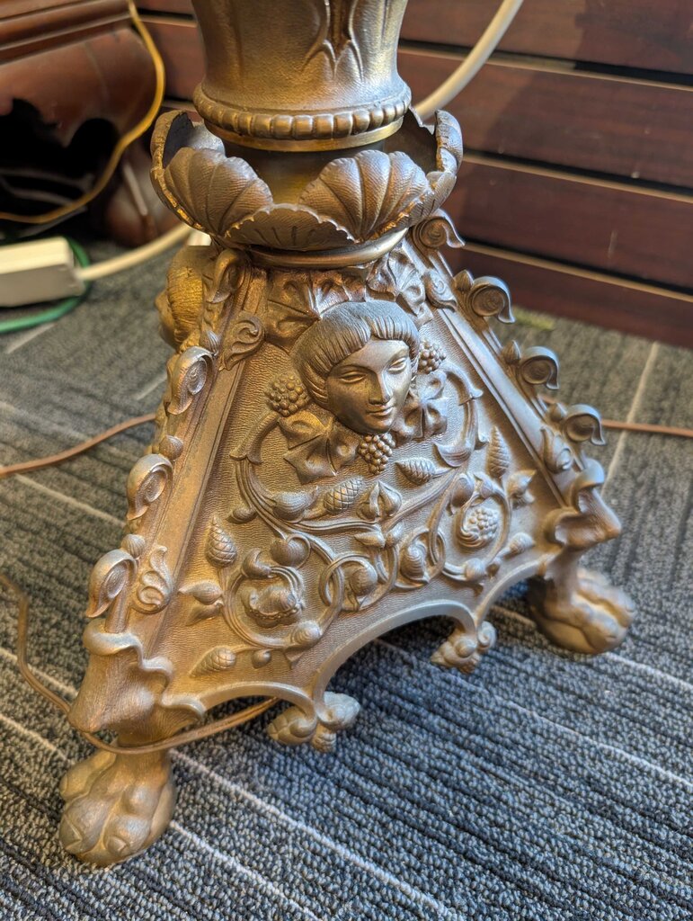 Ornate 1920s Floor Lamp With Smokers Table