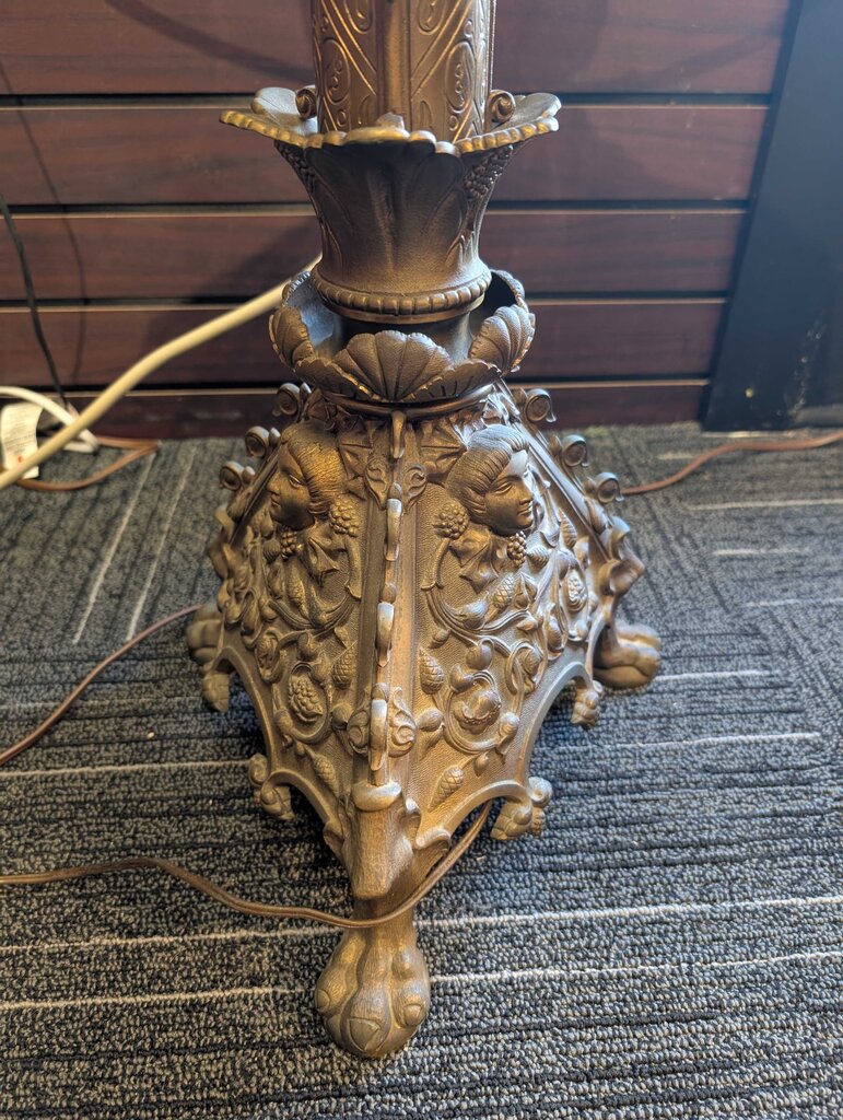 Ornate 1920s Floor Lamp With Smokers Table