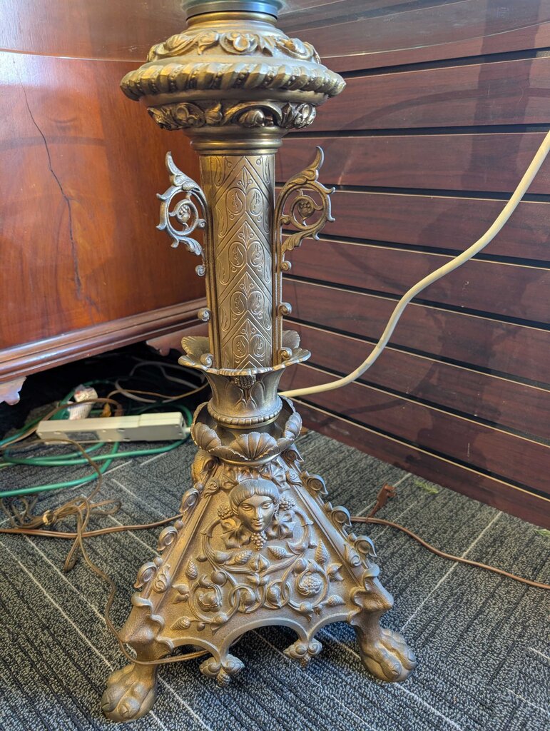 Ornate 1920s Floor Lamp With Smokers Table