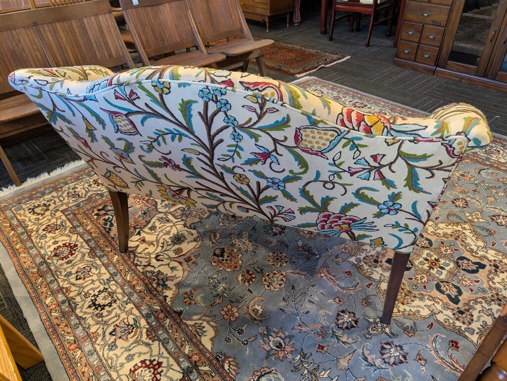 Chippendale Style Settee With Crewel Upholstery