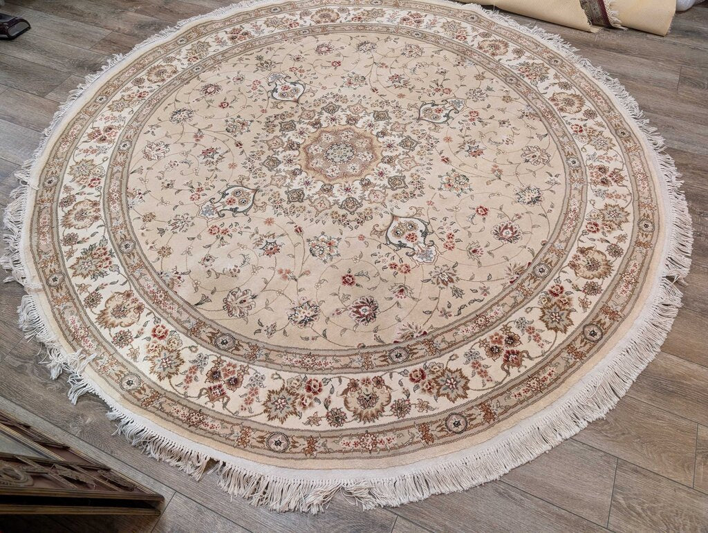 Hand Woven Round Wool Area Rug 100'' Diameter