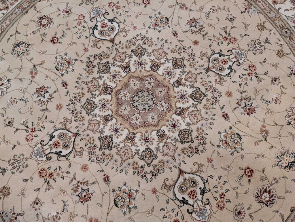 Hand Woven Round Wool Area Rug 100'' Diameter