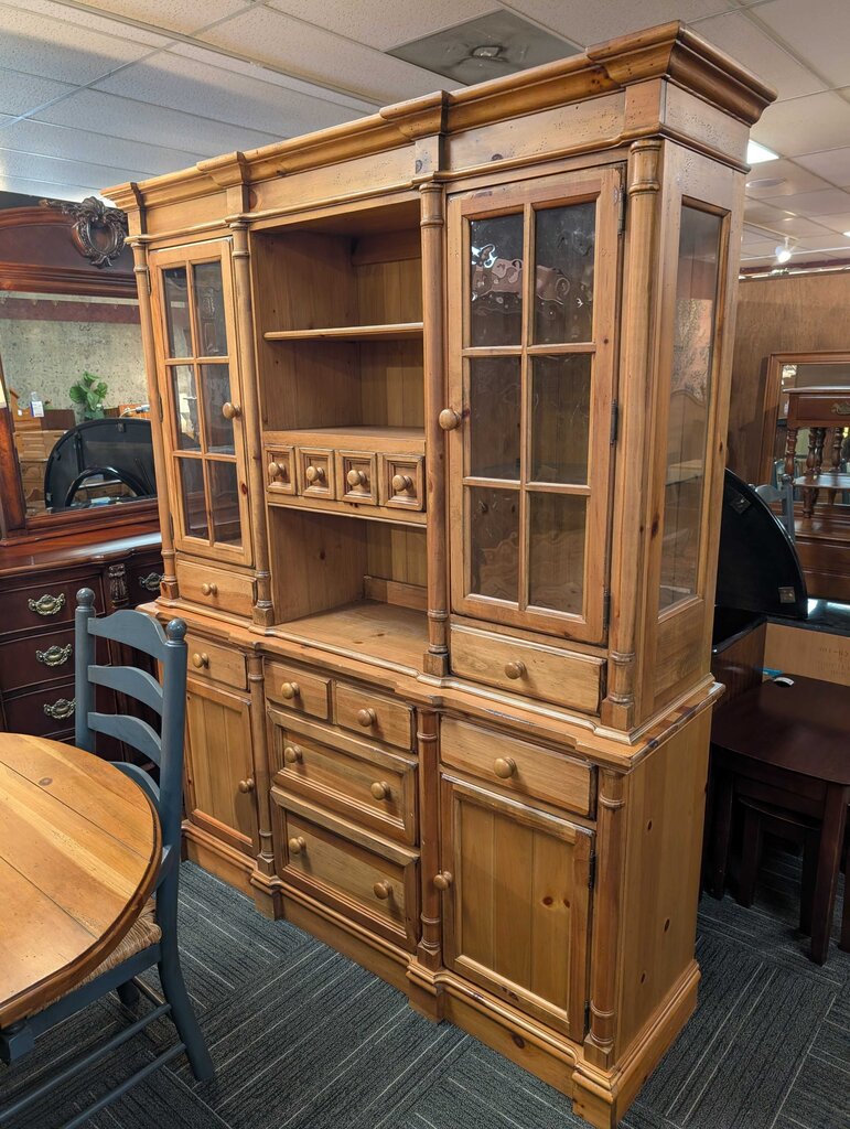 Farmhouse Knotty Pine China Cabinet By Broyhill