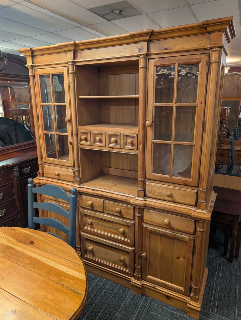 Farmhouse Knotty Pine China Cabinet By Broyhill