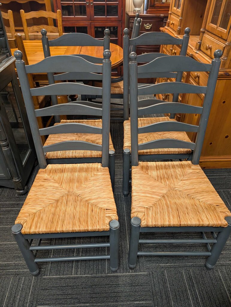 Four Farmhouse Style Chairs With Rush Seats