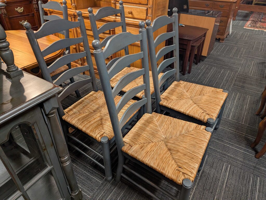 Four Farmhouse Style Chairs With Rush Seats