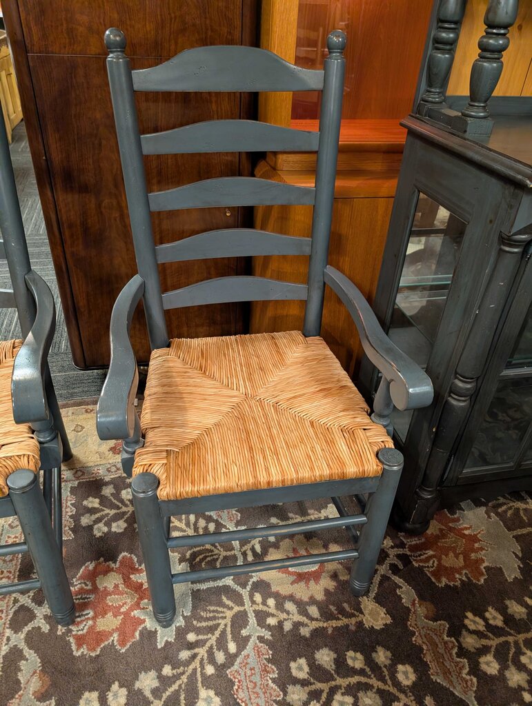 Pair Of Farmhouse Style Chairs With Rush Seats