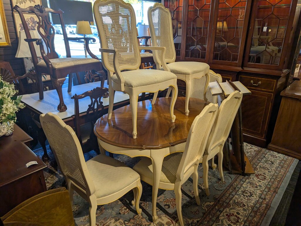 Vintage French Provincial Table With Six Chairs