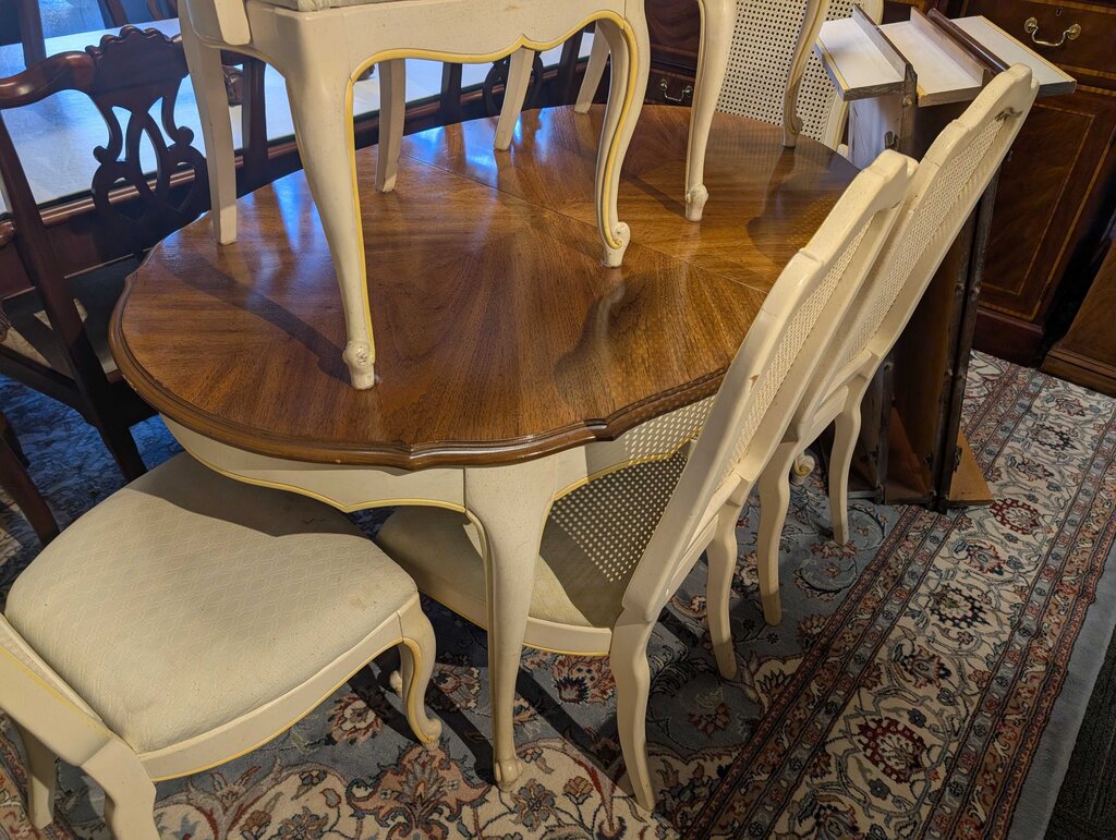 Vintage French Provincial Table With Six Chairs