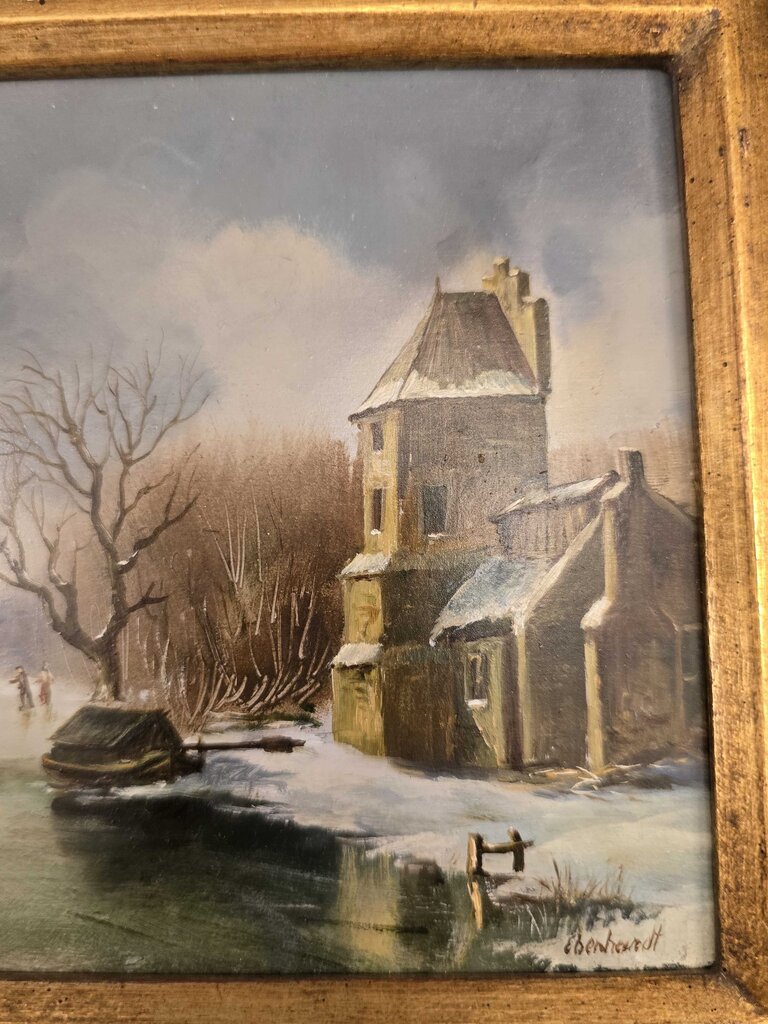Oil Painting by Ebenhardt, Minature Winter Landscape