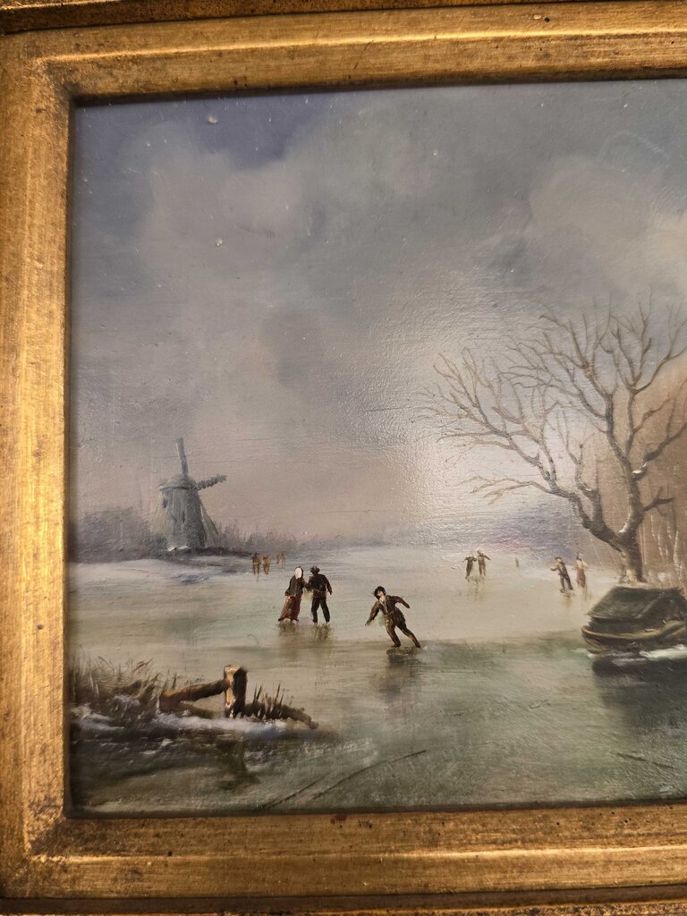 Oil Painting by Ebenhardt, Minature Winter Landscape