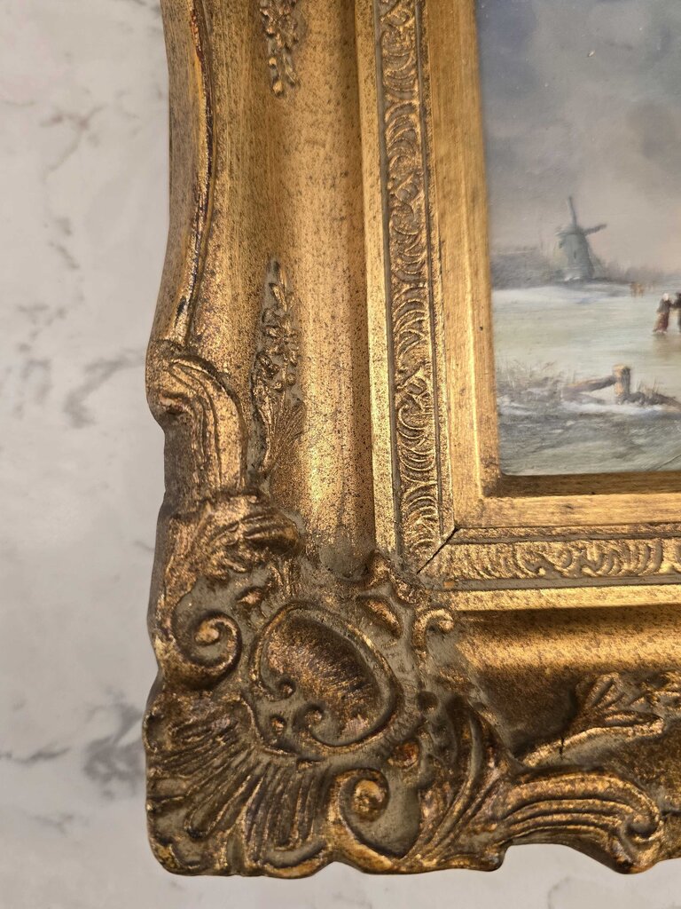 Oil Painting by Ebenhardt, Minature Winter Landscape