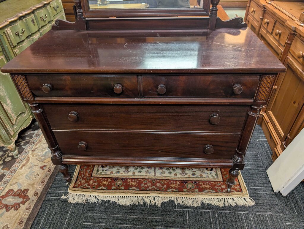 Vintage Mahogany Dresser With Mirror