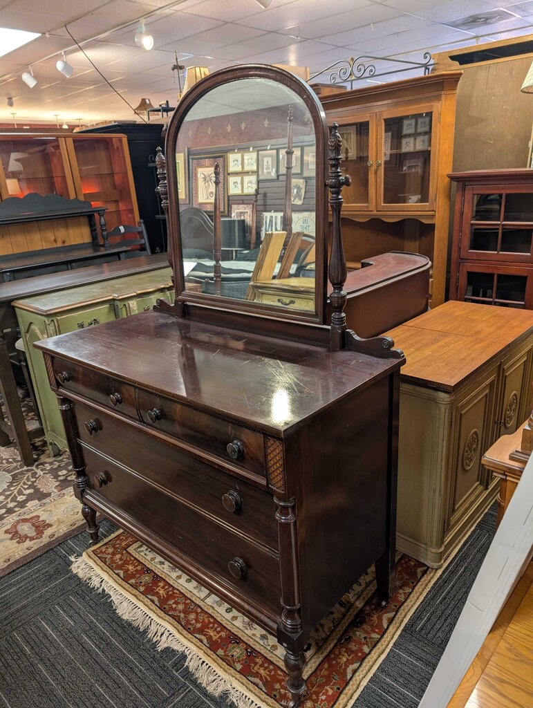 Vintage Mahogany Dresser With Mirror