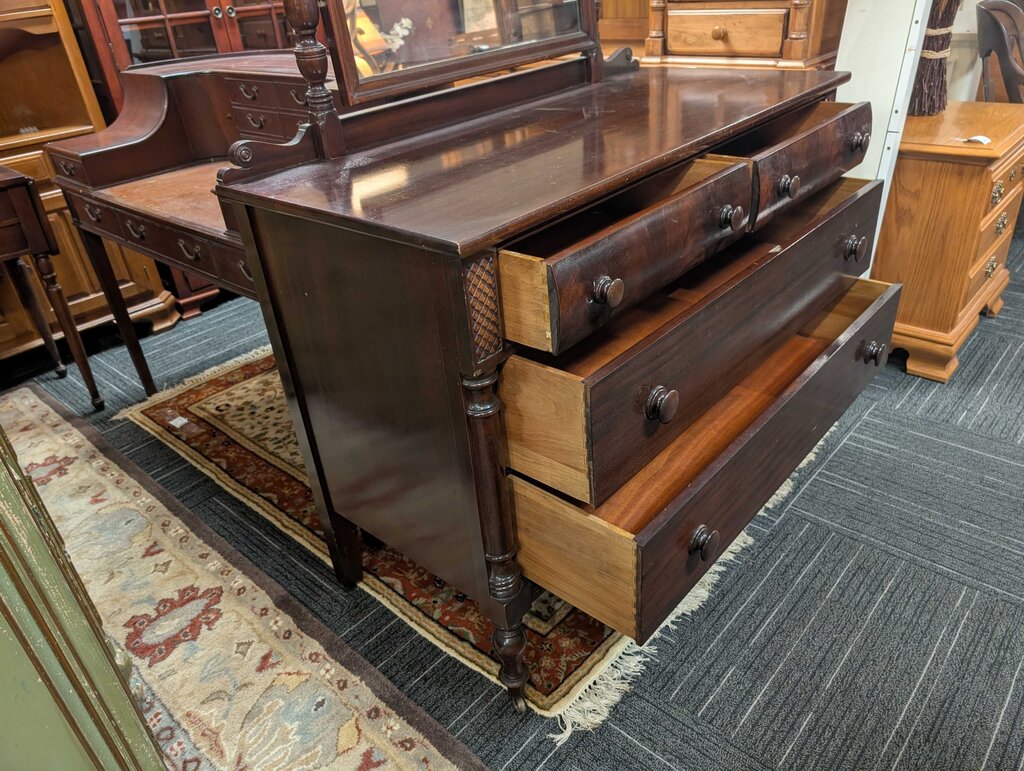 Vintage Mahogany Dresser With Mirror