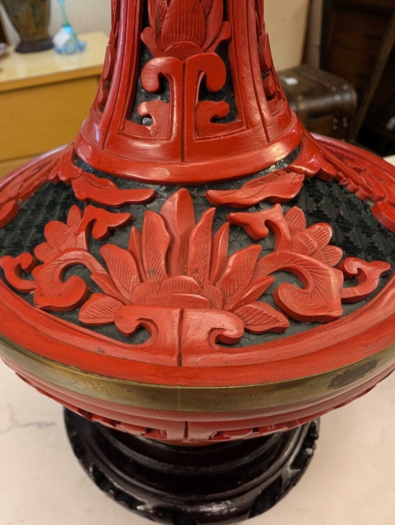 Pair of Cinnabar Vases
