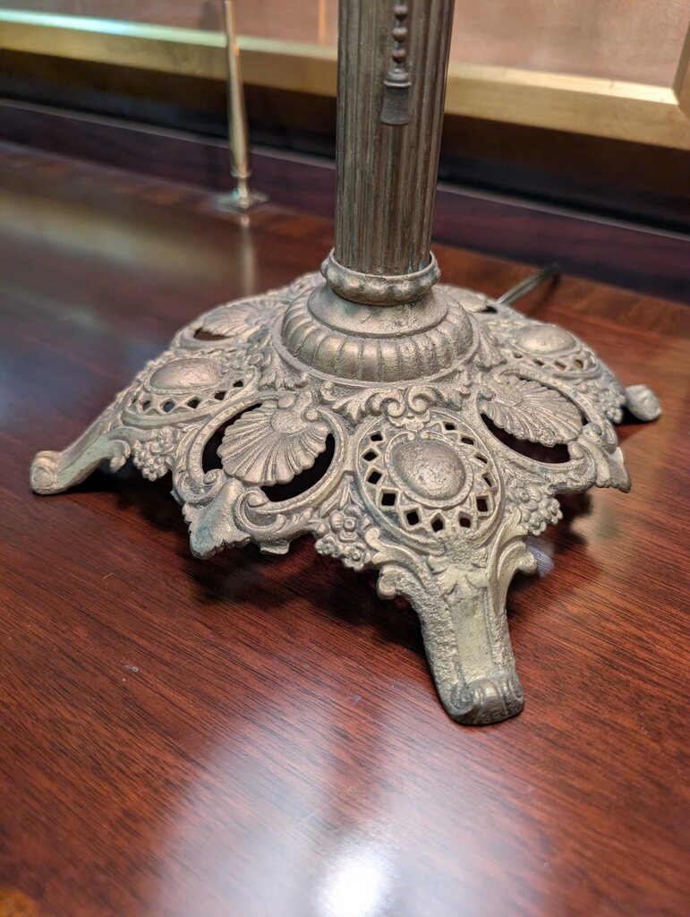 Antique Student Lamp w/ Green Glass Cased Shade