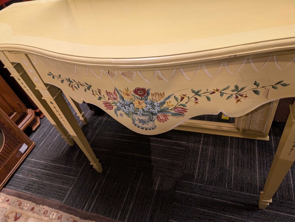 Hand Painted Console With Mirror