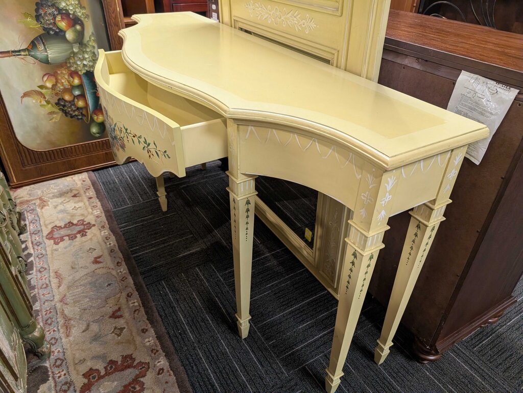 Hand Painted Console With Mirror