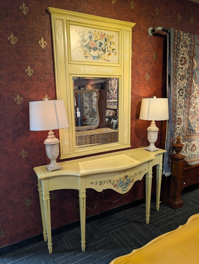 Hand Painted Console With Mirror