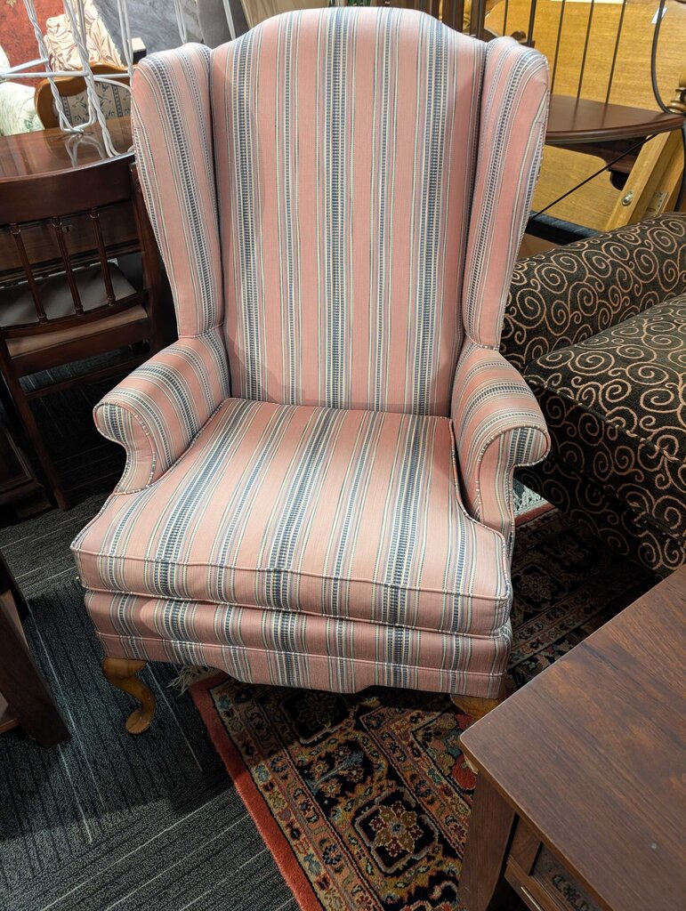 Striped Wingback Chair