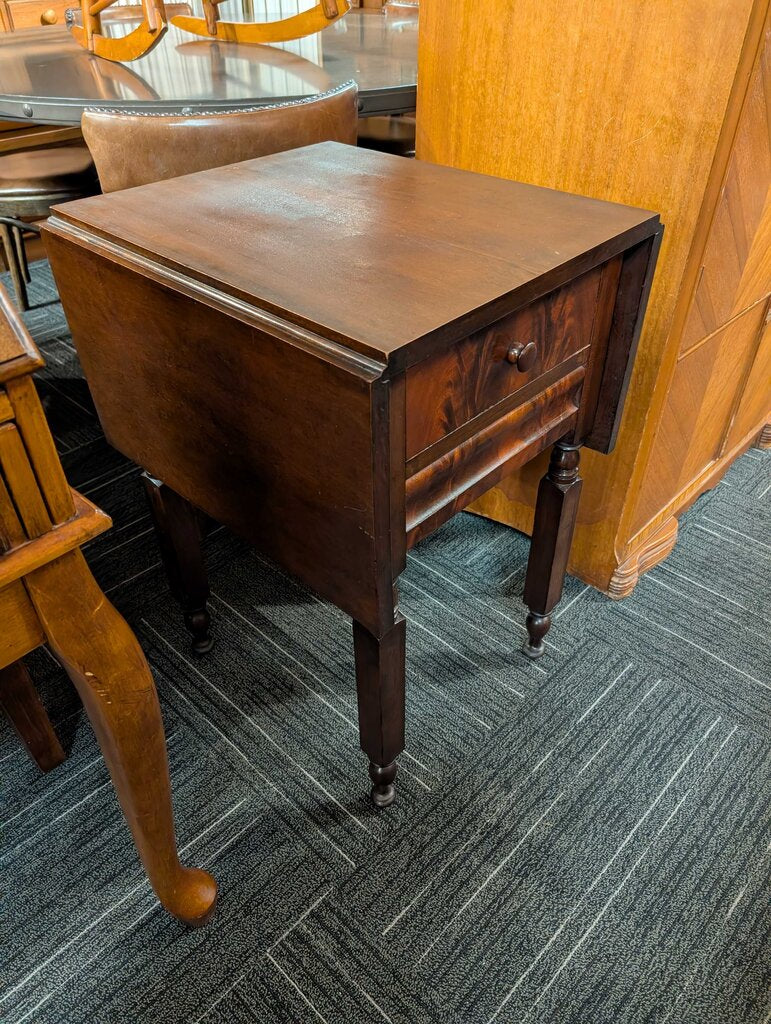 Antique One Drawer Drop Leaf Stand