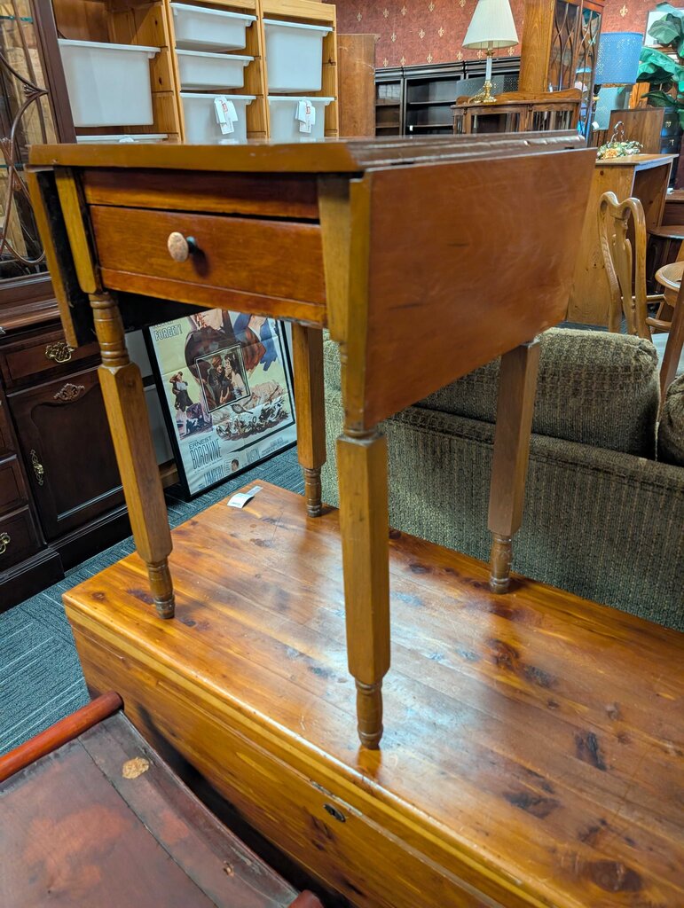 Antique One Drawer Drop Leaf Stand