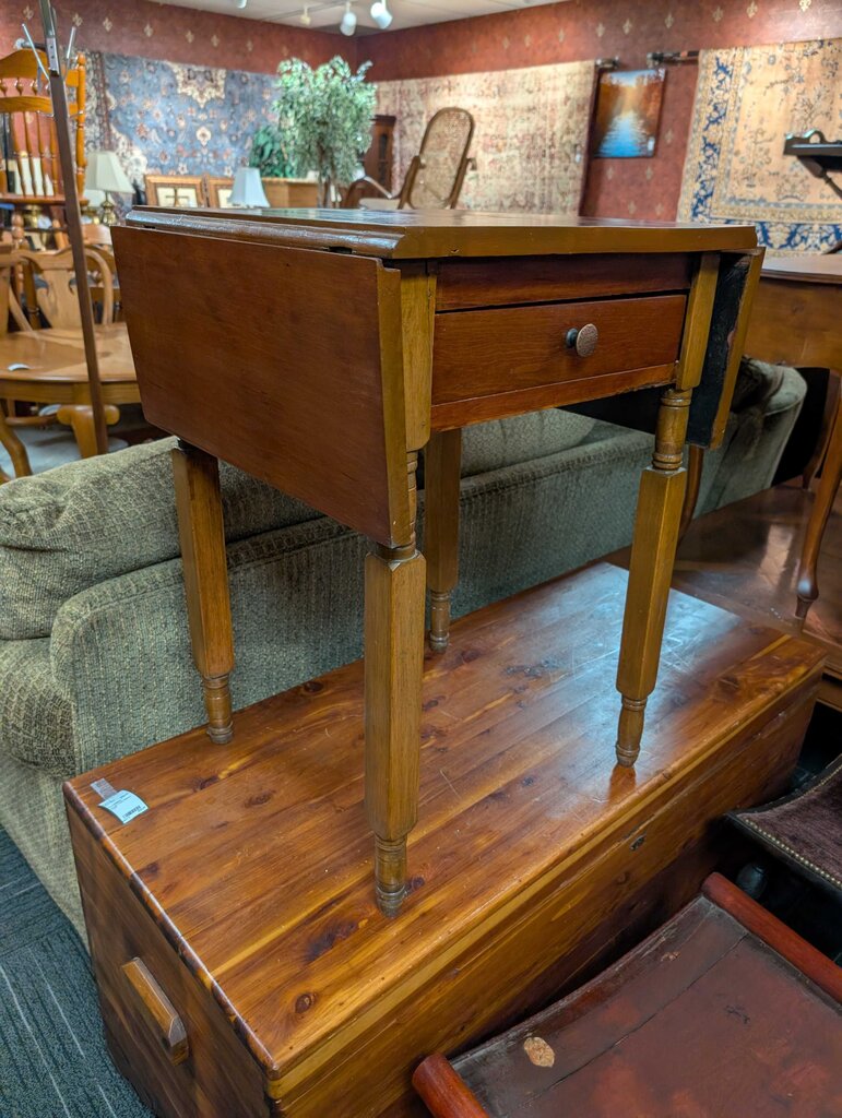 Antique One Drawer Drop Leaf Stand