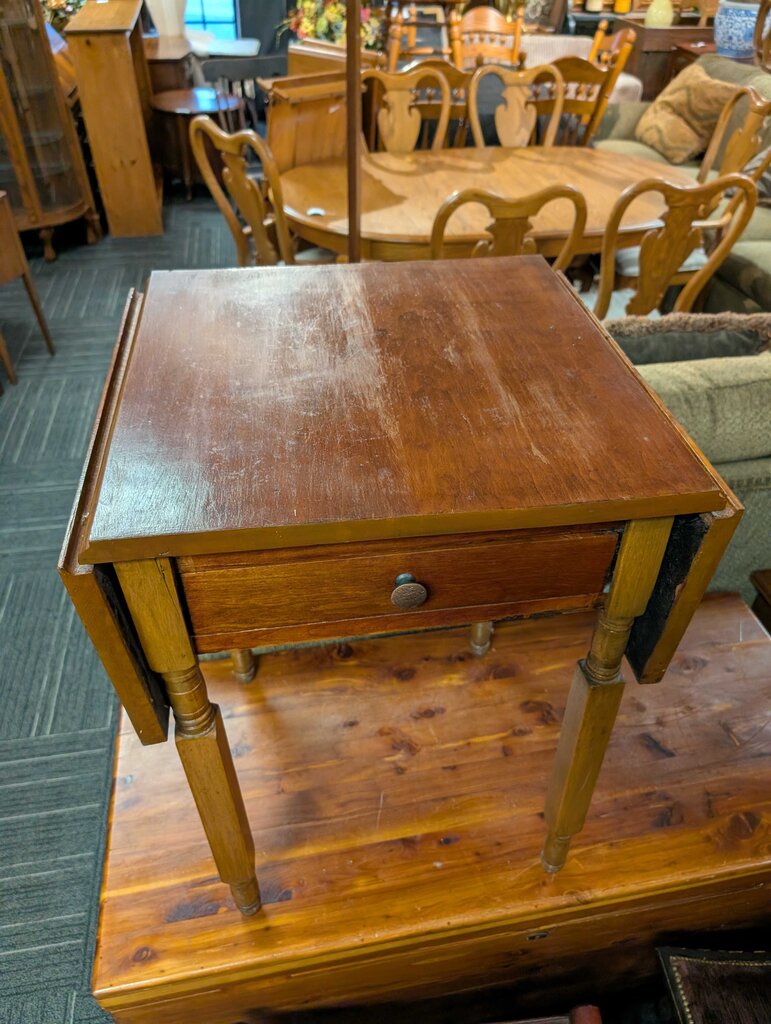 Antique One Drawer Drop Leaf Stand