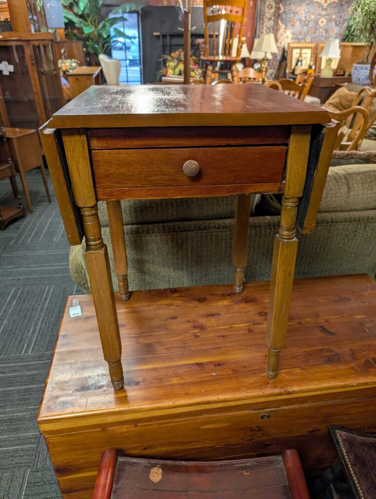 Antique One Drawer Drop Leaf Stand