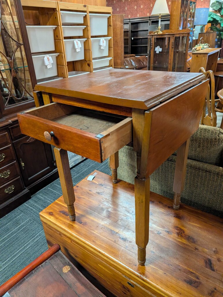 Antique One Drawer Drop Leaf Stand