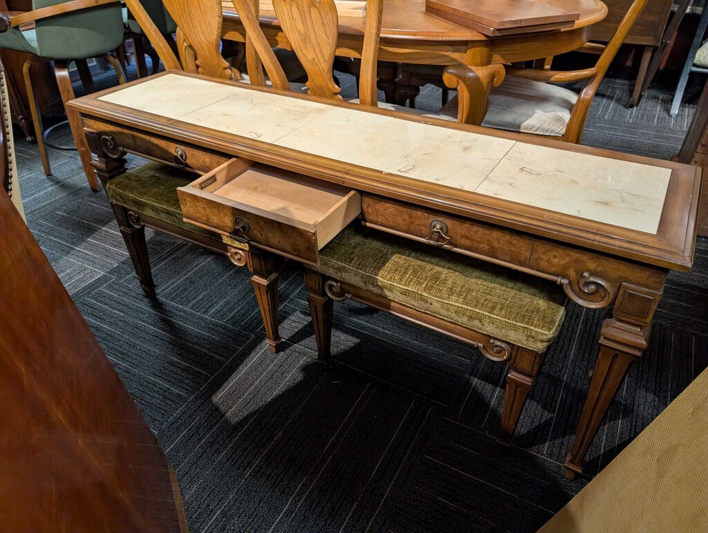 Vintage Sofa Table With Two Benches By Weiman