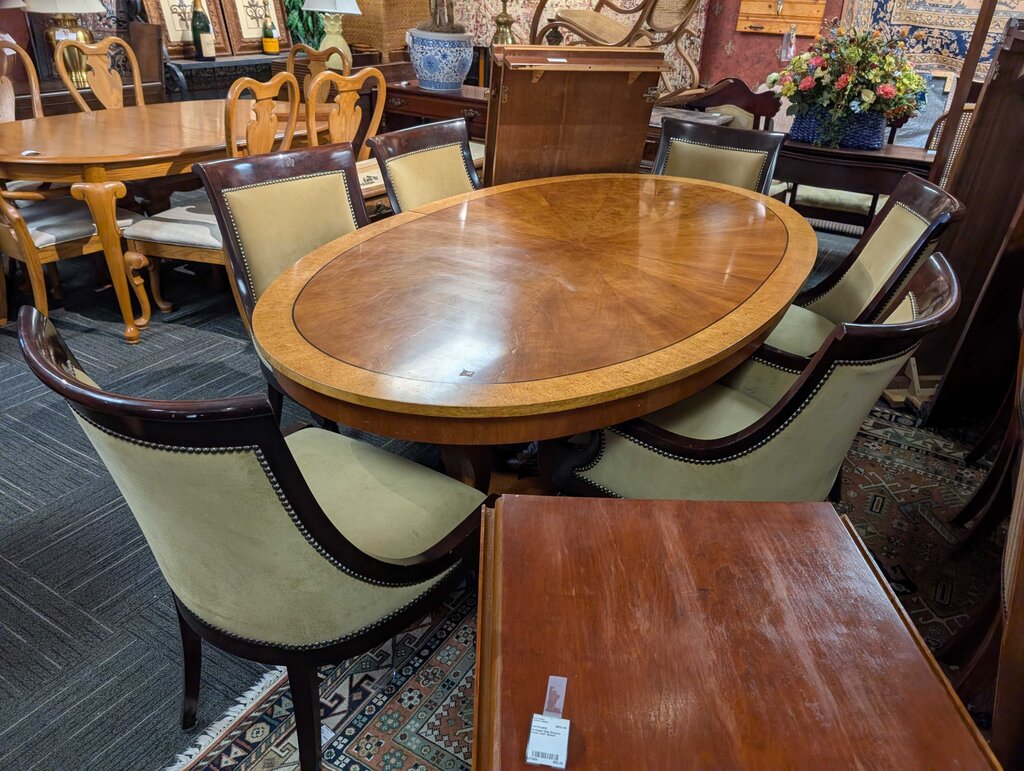 Henredon Formal Inlaid Oval Table With Six Ralph Lauren Chairs