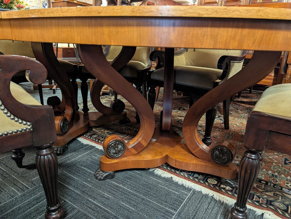 Henredon Formal Inlaid Oval Table With Six Ralph Lauren Chairs