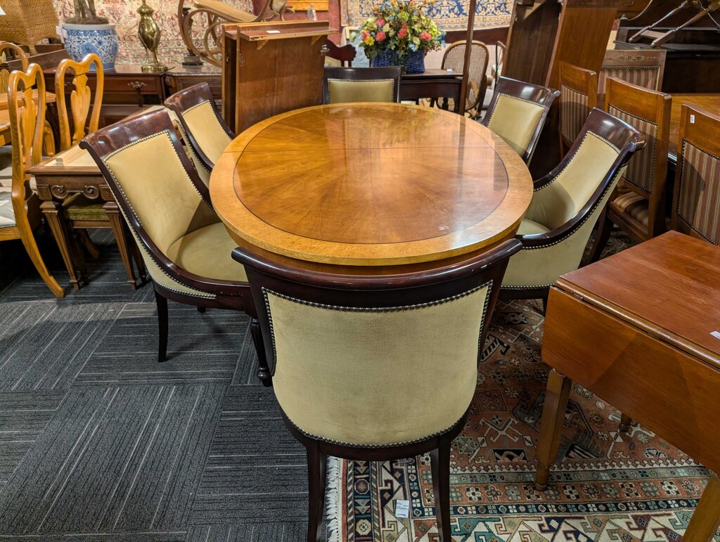Henredon Formal Inlaid Oval Table With Six Ralph Lauren Chairs