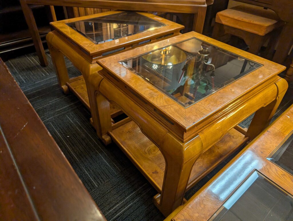 Pair Of Glass Top Side Tables