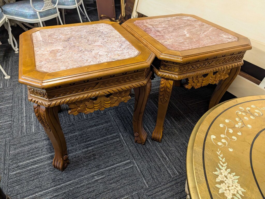 Pair Of Marble Top Side Tables