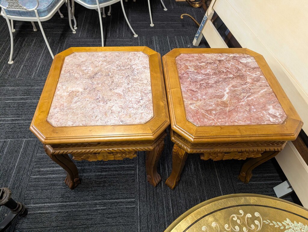 Pair Of Marble Top Side Tables