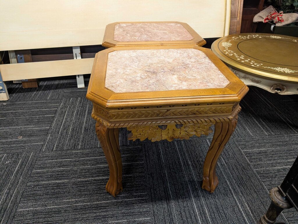 Pair Of Marble Top Side Tables