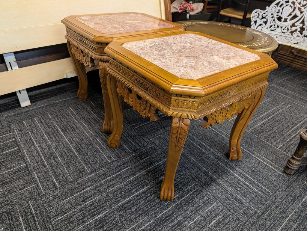 Pair Of Marble Top Side Tables