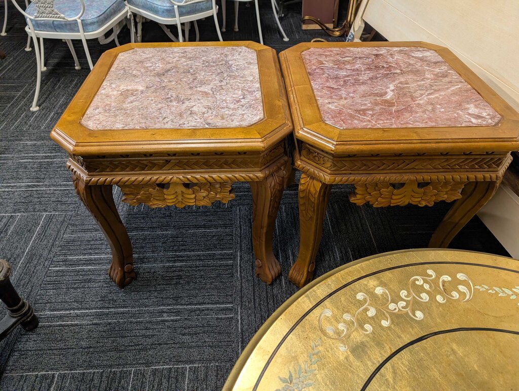 Pair Of Marble Top Side Tables