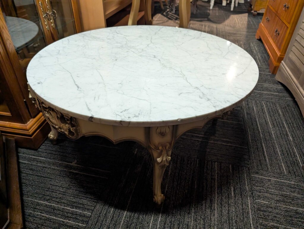 Vintage French Marble Top Coffee Table