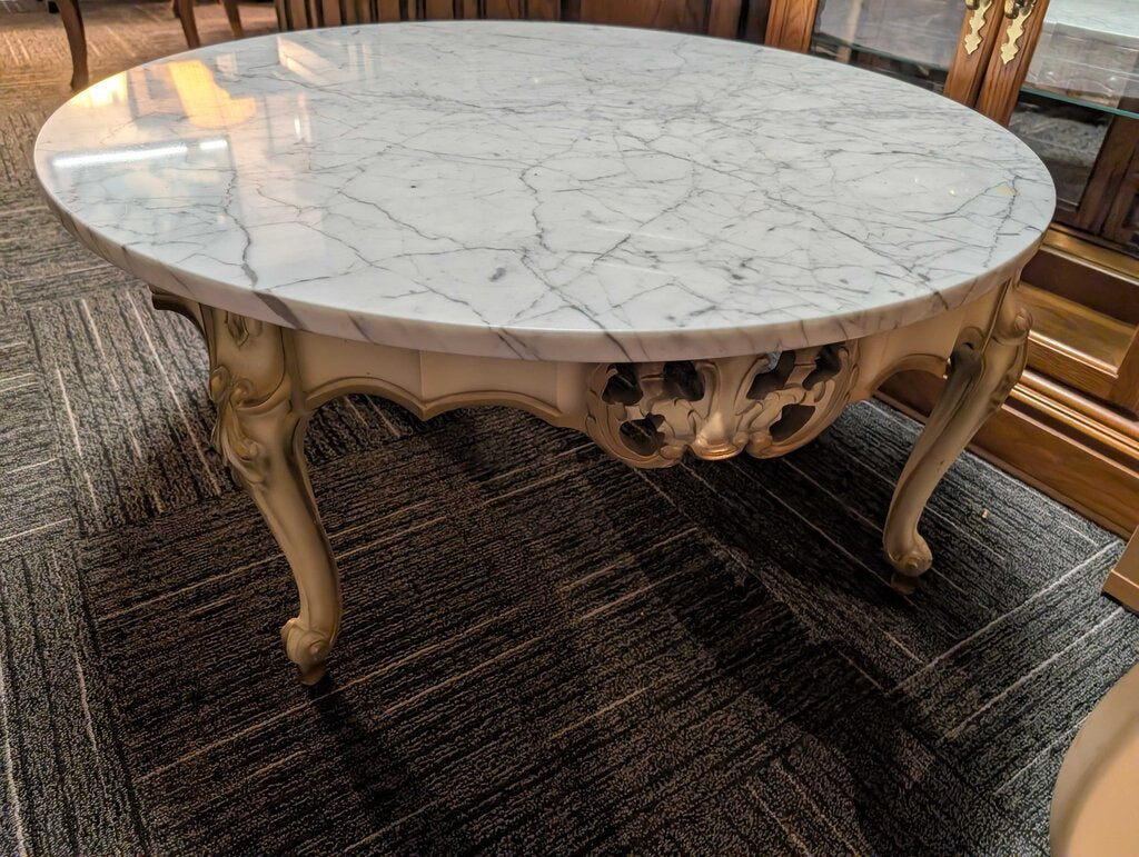 Vintage French Marble Top Coffee Table