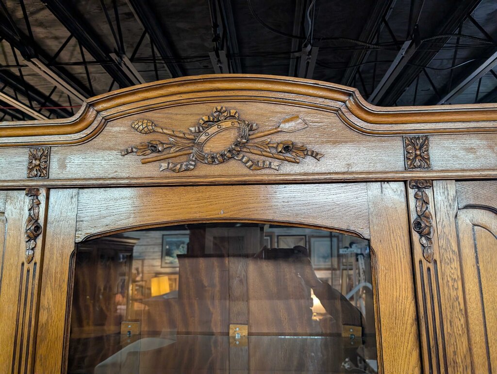 Large Antique Oak Display Cabinet
