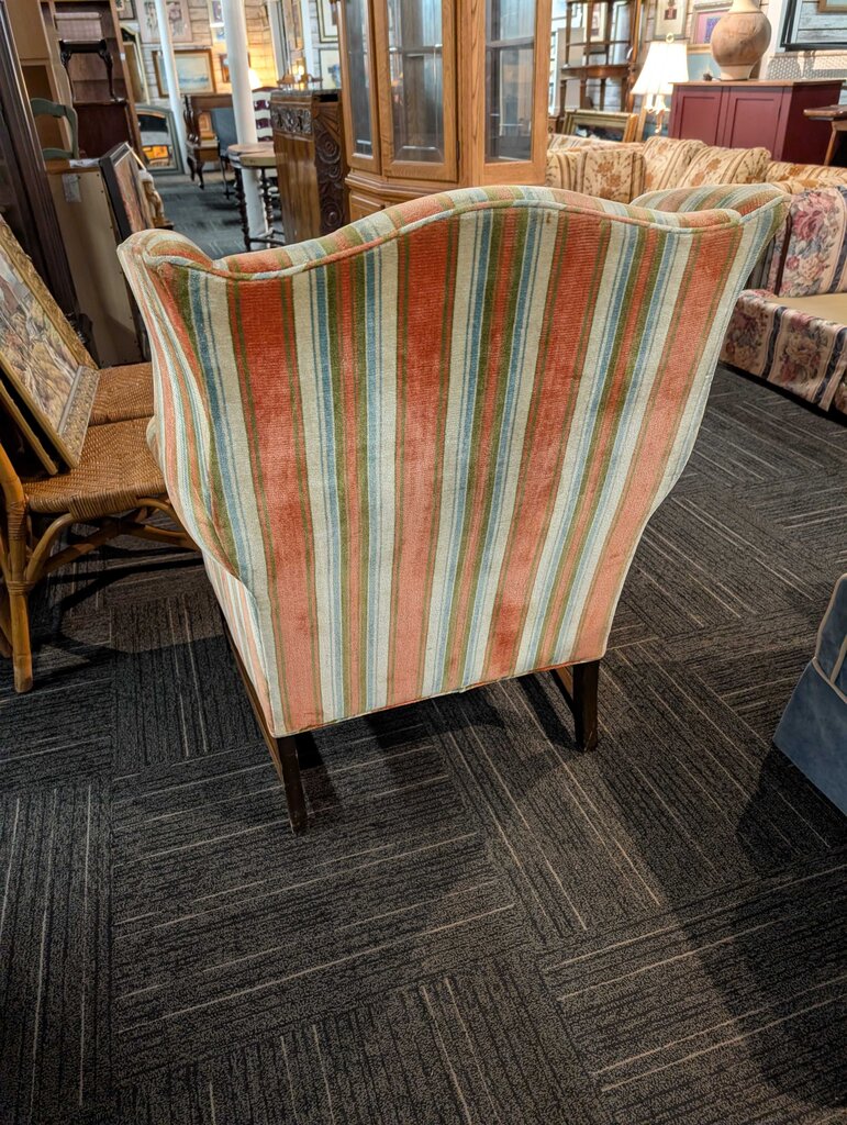 Vintage Striped Wingback Chair